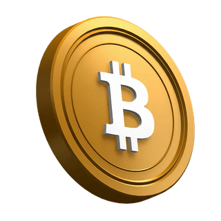 BTC Bitcoin-mynt i lutad position som grafiskt element i hero-sektion